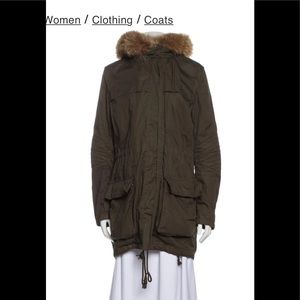 Vince Green Parka with Genuine Fur Trim M